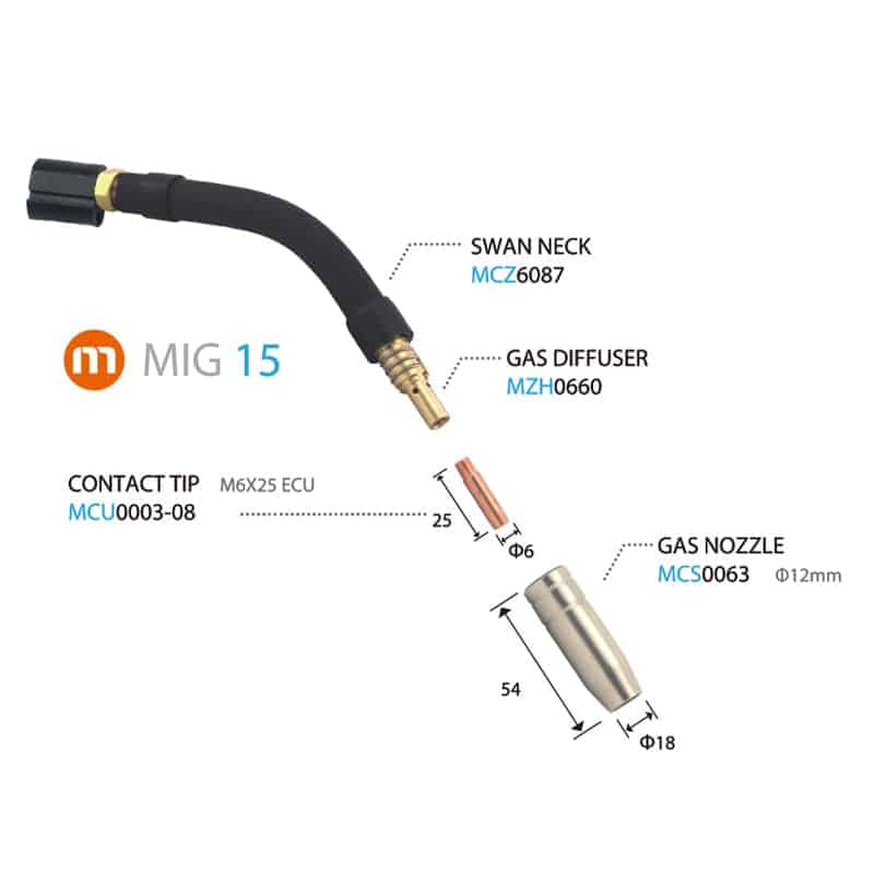 گردنه تورچ جوشکاری میگ (co2) MB15
